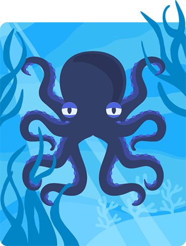 Illustration of an octopus moving around