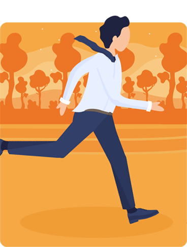 Illustration of a man jumping barriers